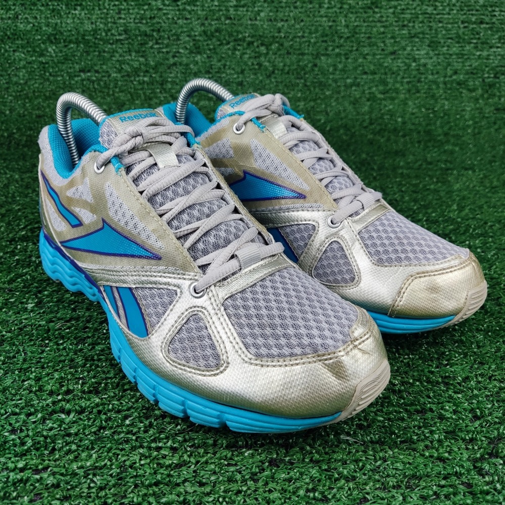 Reebok Shoes Womens 9 Silver Blue VibeTech J85972 Running Sneakers Low Top Mesh